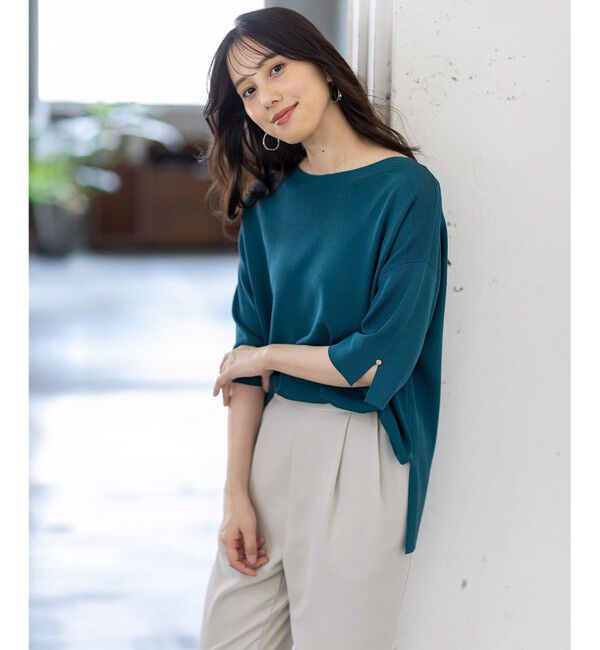 ANY SIS「【接触冷感・UVカット・洗える】ビューティクールボートネック プルオーバー」|ニット・セーター|