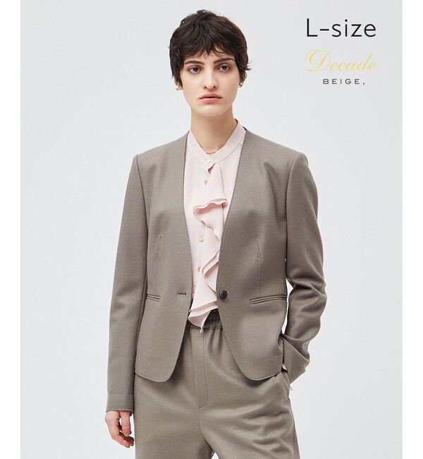 BEIGE,「【L-size】CORBY / ノーカラージャケット」|ノーカラージャケット|Taupe