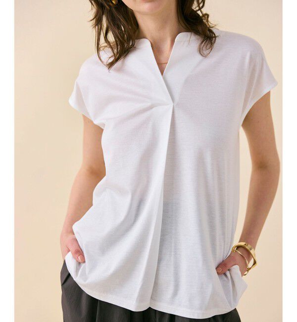 BEIGE,「【WEB限定・洗える】MELISSA / バックシフォンスキッパー半袖トップス」|Tシャツ・カットソー|