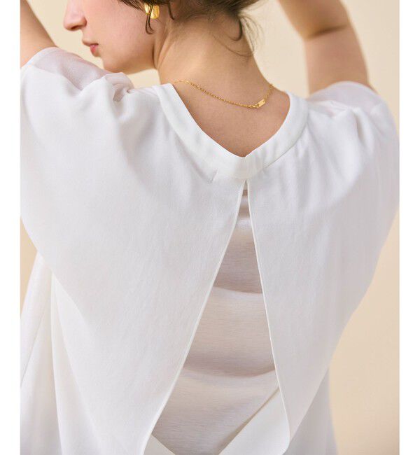 BEIGE,「【WEB限定・洗える】MELISSA / バックシフォンスキッパー半袖トップス」|Tシャツ・カットソー|