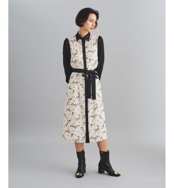  「モチーフ刺繍シャツワンピース」|ワンピース|