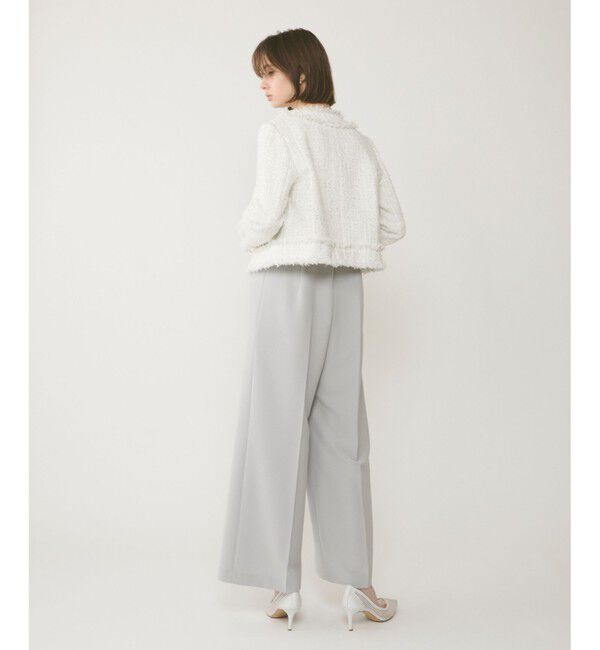 GRACE CONTINENTAL「フリンジツイードジャケット」|ノーカラージャケット|