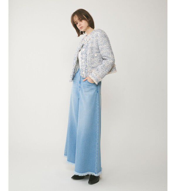 GRACE CONTINENTAL「フリンジツイードジャケット」|ノーカラージャケット|