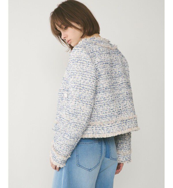 GRACE CONTINENTAL「フリンジツイードジャケット」|ノーカラージャケット|