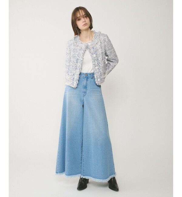 GRACE CONTINENTAL「フリンジツイードジャケット」|ノーカラージャケット|