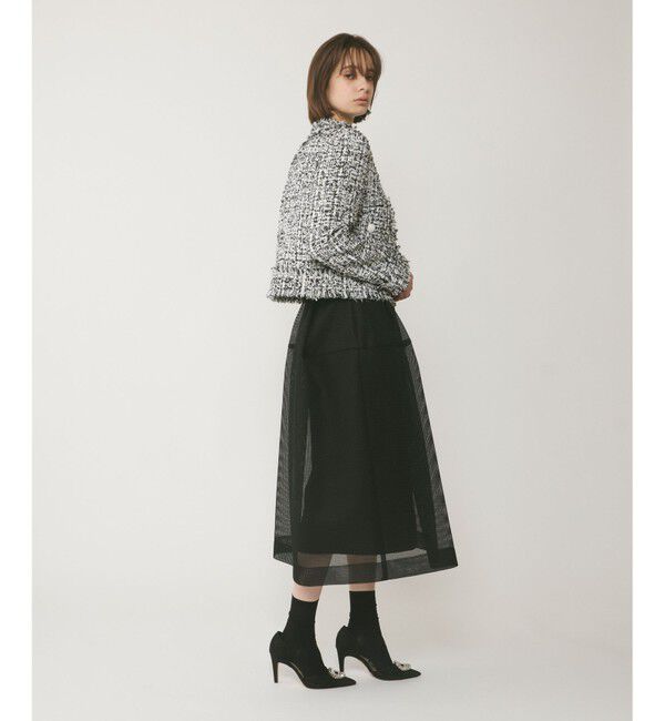 GRACE CONTINENTAL「フリンジツイードジャケット」|ノーカラージャケット|