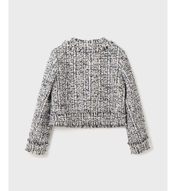 GRACE CONTINENTAL「フリンジツイードジャケット」|ノーカラージャケット|