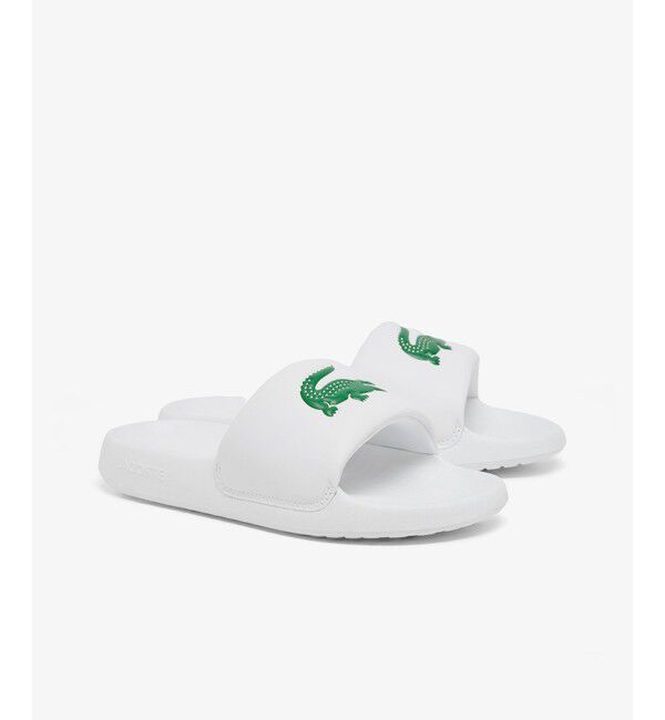 LACOSTE「レディース SERVE SLIDE 1.0 125 1 CFA」|サンダル|ホワイト&times;グリーン