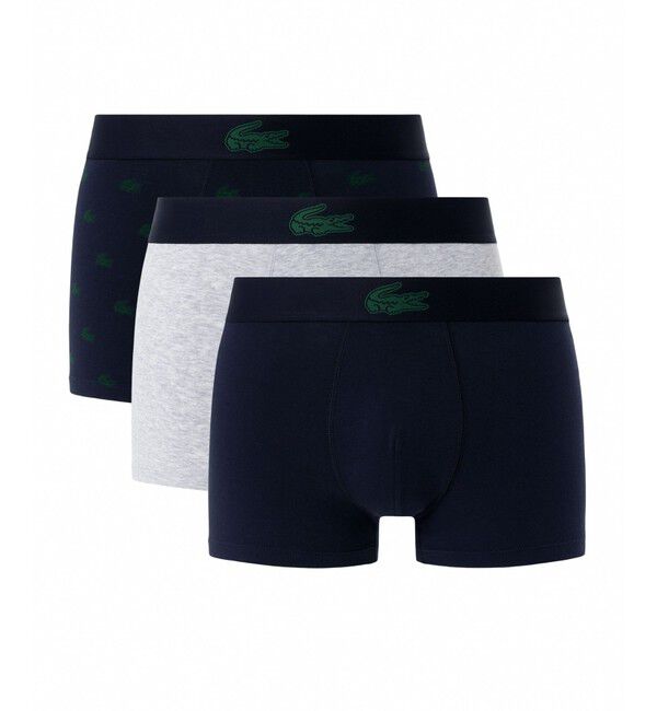 LACOSTE「３パッククロコダイルプリントトランクショーツ」|インナー|ダークネイビー