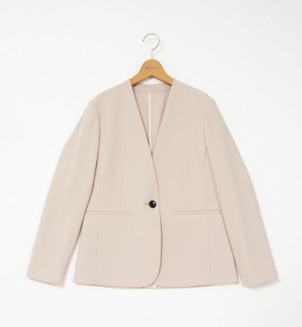 NOLLEY'S「《セットアップ対応》ウォッシャブルダブルクロスVネックジャケット」|ノーカラージャケット|