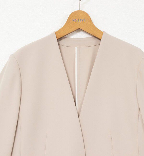 NOLLEY'S「《セットアップ対応》ウォッシャブルダブルクロスVネックジャケット」|ノーカラージャケット|