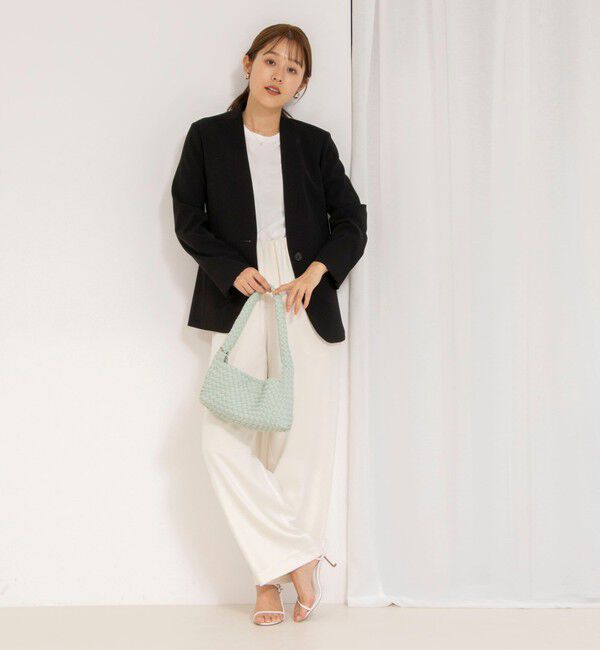 NOLLEY'S「《セットアップ対応》ウォッシャブルダブルクロスVネックジャケット」|ノーカラージャケット|