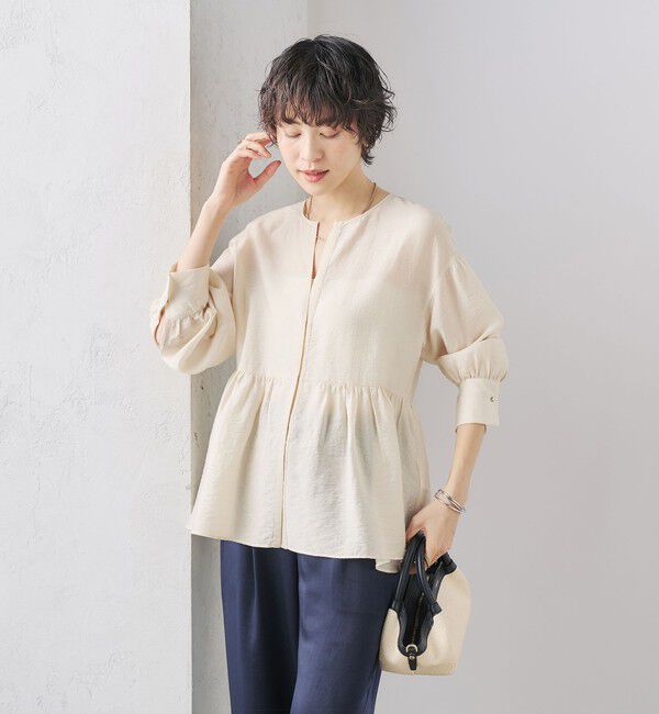 NOLLEY'S「シアーシルクペプラムブラウス」|シャツ・ブラウス|エクリュ