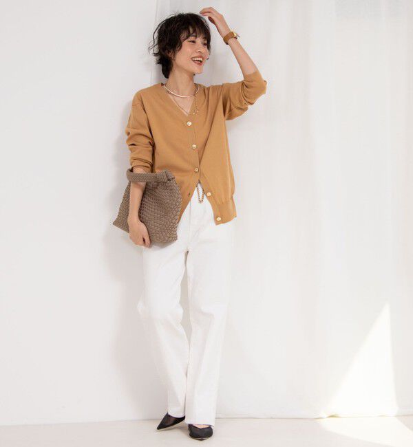 Rie Miller「《セットアップ対応》《手洗い可能》金ボタンVネックカーディガン」|カーディガン|