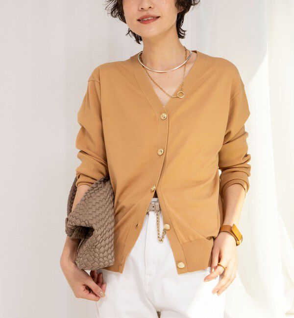 Rie Miller「《セットアップ対応》《手洗い可能》金ボタンVネックカーディガン」|カーディガン|