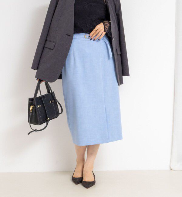 NOLLEY'S sophi「ウォッシャブルベルト付きラップ風タイトスカート」|タイト|