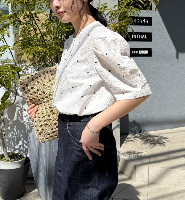 fredy emue「【WEB限定カラーあり】コットンリップルハート刺繍ブラウス」|シャツ・ブラウス|