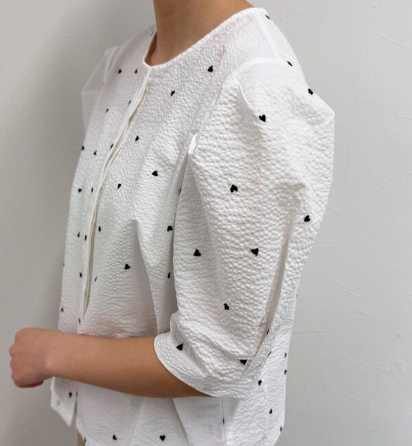 fredy emue「【WEB限定カラーあり】コットンリップルハート刺繍ブラウス」|シャツ・ブラウス|