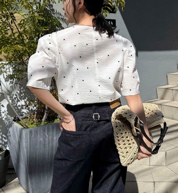 fredy emue「【WEB限定カラーあり】コットンリップルハート刺繍ブラウス」|シャツ・ブラウス|