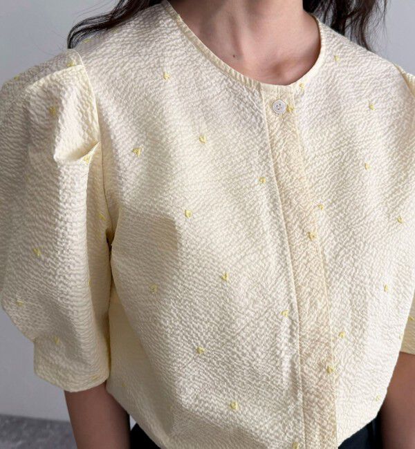 fredy emue「【WEB限定カラーあり】コットンリップルハート刺繍ブラウス」|シャツ・ブラウス|