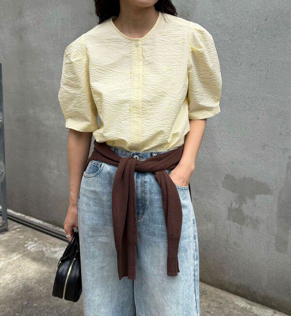 fredy emue「【WEB限定カラーあり】コットンリップルハート刺繍ブラウス」|シャツ・ブラウス|