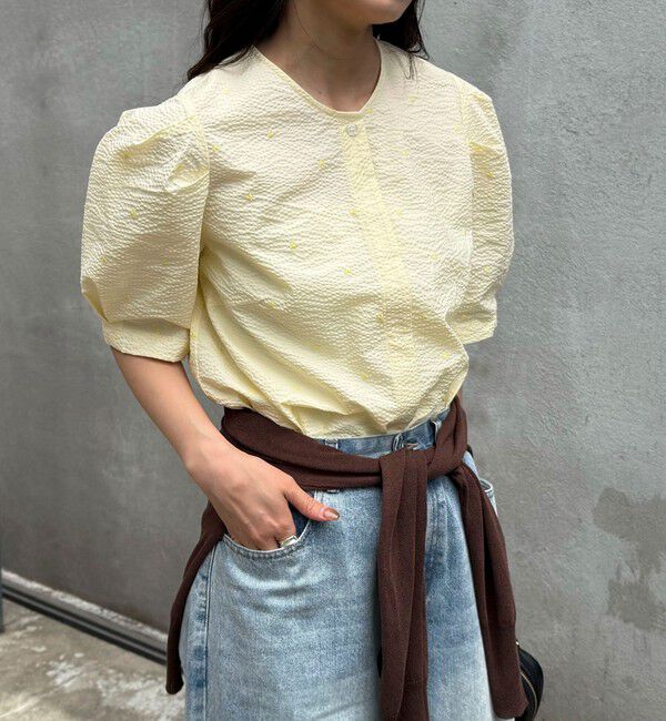 fredy emue「【WEB限定カラーあり】コットンリップルハート刺繍ブラウス」|シャツ・ブラウス|