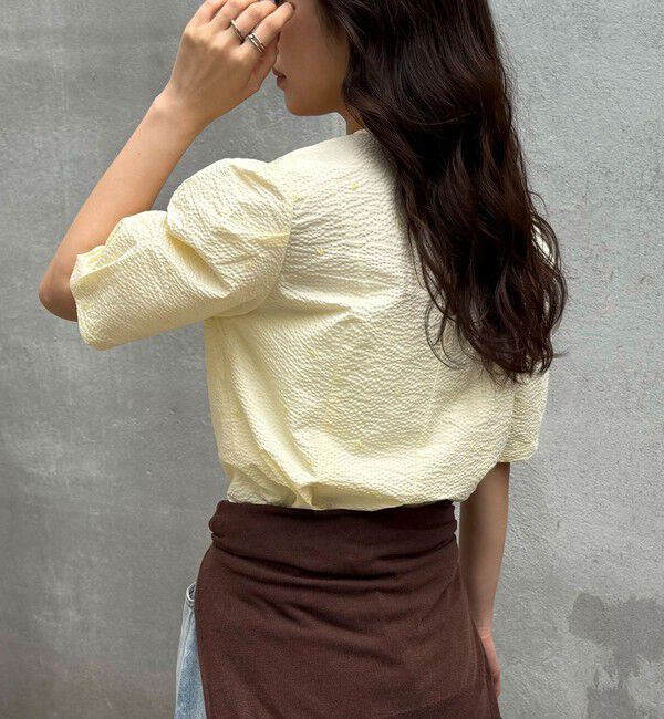 fredy emue「【WEB限定カラーあり】コットンリップルハート刺繍ブラウス」|シャツ・ブラウス|