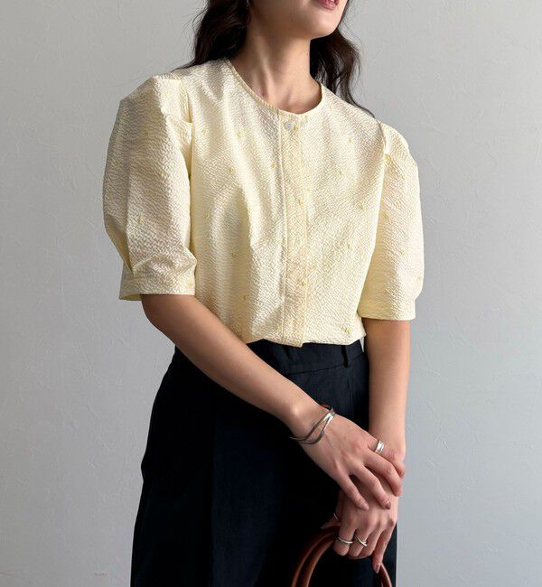 fredy emue「【WEB限定カラーあり】コットンリップルハート刺繍ブラウス」|シャツ・ブラウス|