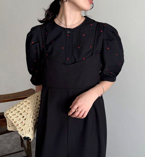 fredy emue「【WEB限定カラーあり】コットンリップルハート刺繍ブラウス」|シャツ・ブラウス|