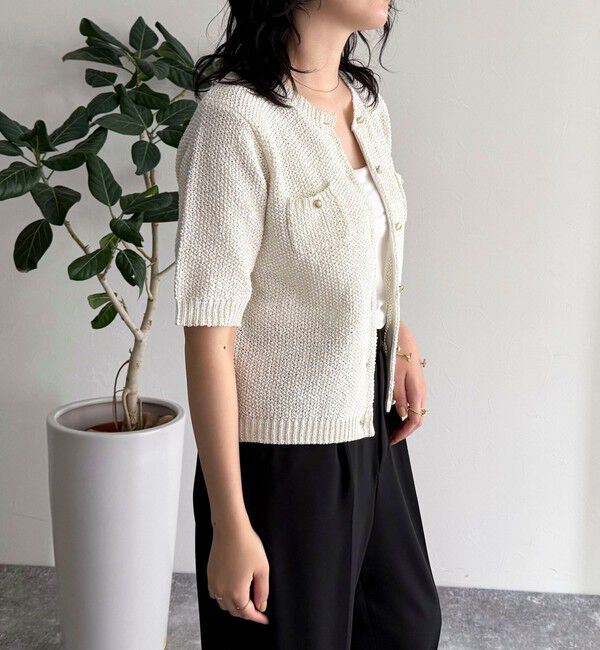 fredy emue「テープヤーン半袖ニットジャケット」|カーディガン|