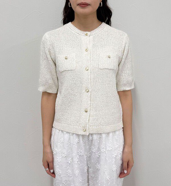 fredy emue「テープヤーン半袖ニットジャケット」|カーディガン|