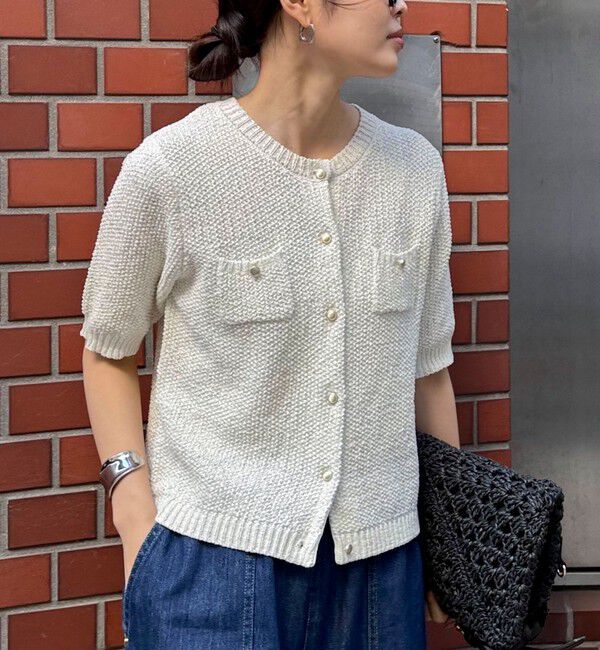 fredy emue「テープヤーン半袖ニットジャケット」|カーディガン|