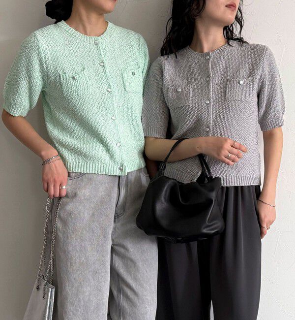 fredy emue「テープヤーン半袖ニットジャケット」|カーディガン|