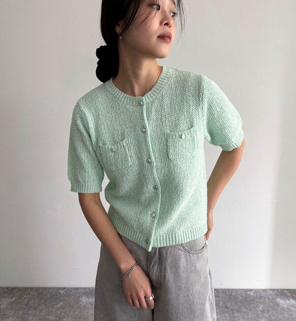 fredy emue「テープヤーン半袖ニットジャケット」|カーディガン|