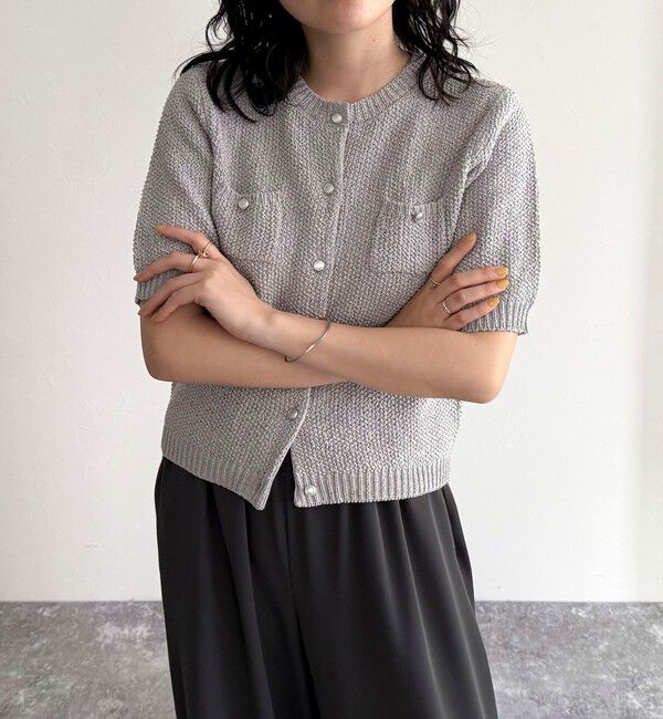 fredy emue「テープヤーン半袖ニットジャケット」|カーディガン|