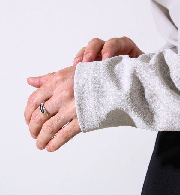 GLOSTER「【異素材MIXで着映え】カットジョーゼット パネル切替ロンT」|Tシャツ・カットソー|