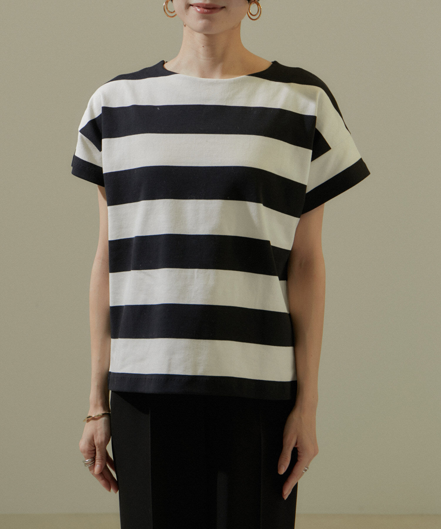 SALON adam et rope'「【WEB限定】ポンチワイドボーダーTシャツ」|Tシャツ・カットソー|