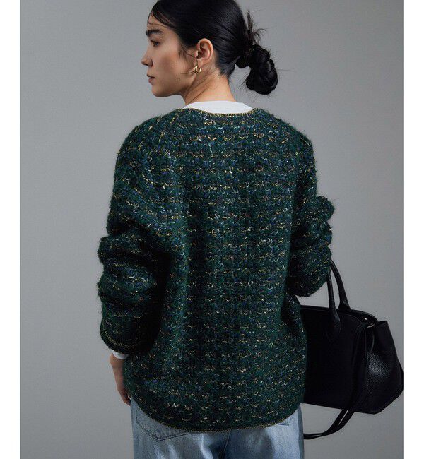 新品タグ付きSALON adamet ropeツイードニットVネックジャケット ツイードニットVネックジャケット（カーディガン/ボレロ）｜SALON adam