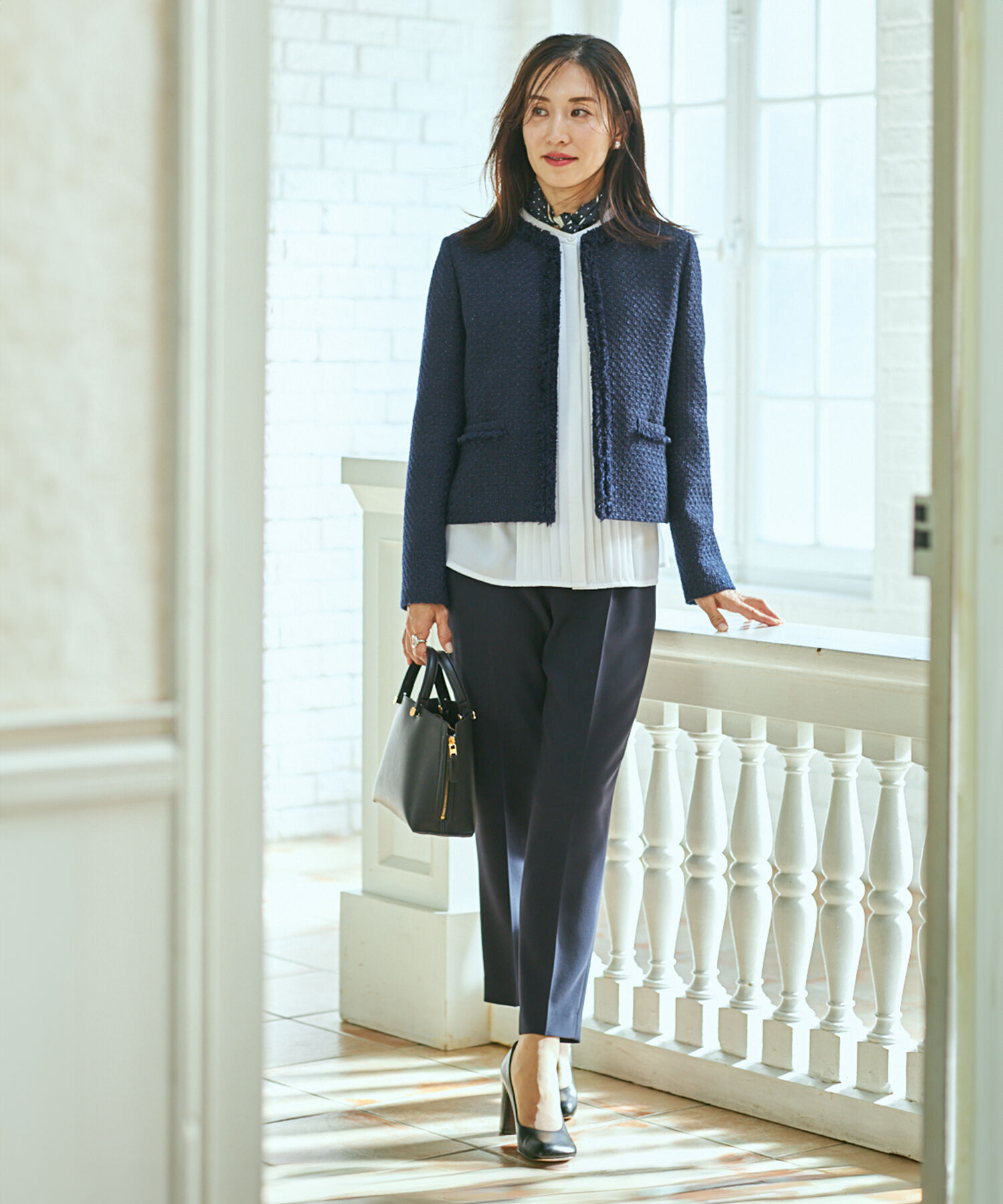 ROPE「トリアセテートダブルクロス サイドゴムテーパードパンツ【セレモニー/通勤対応】【洗える】」|その他|