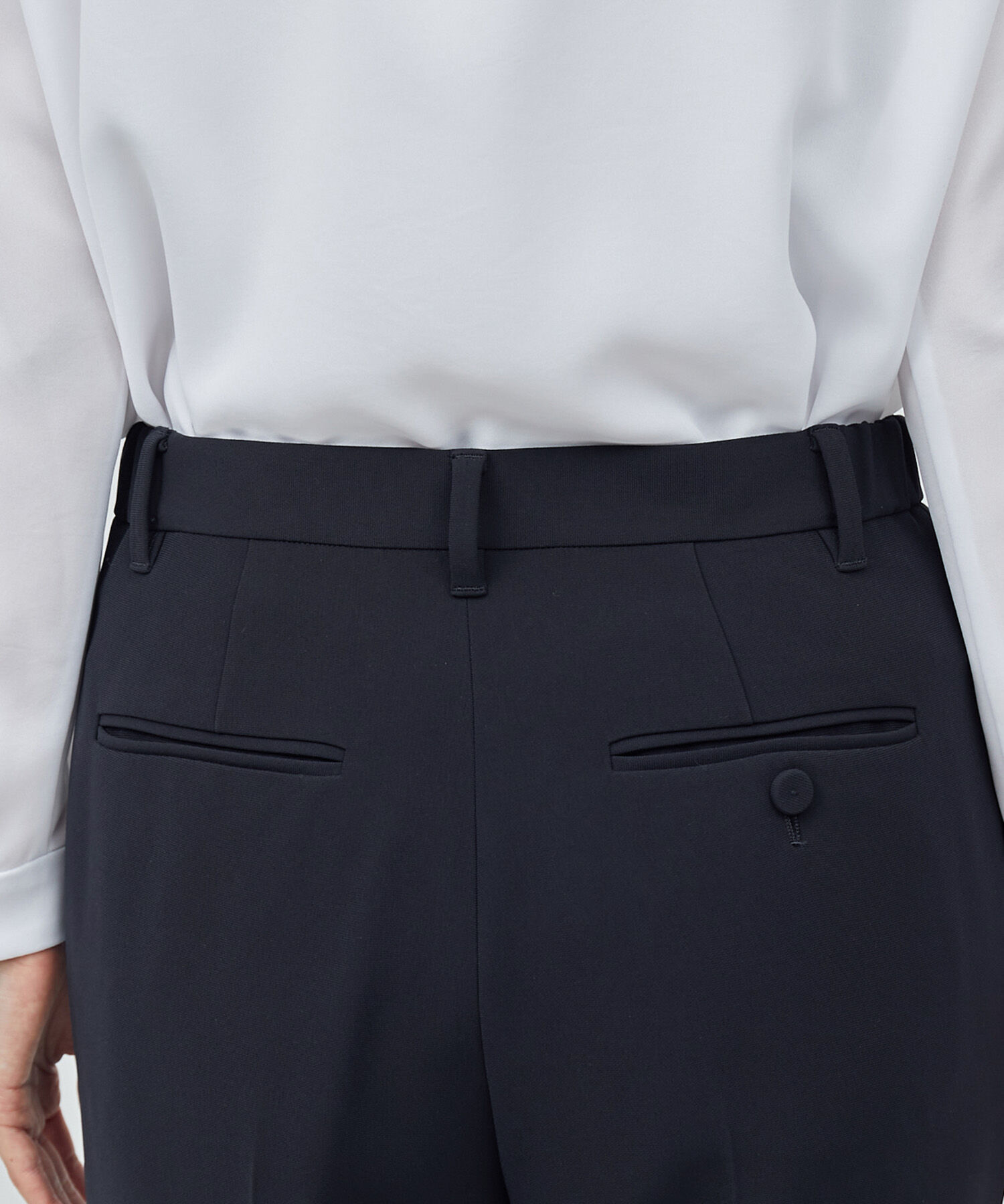 ROPE「トリアセテートダブルクロス サイドゴムテーパードパンツ【セレモニー/通勤対応】【洗える】」|その他|