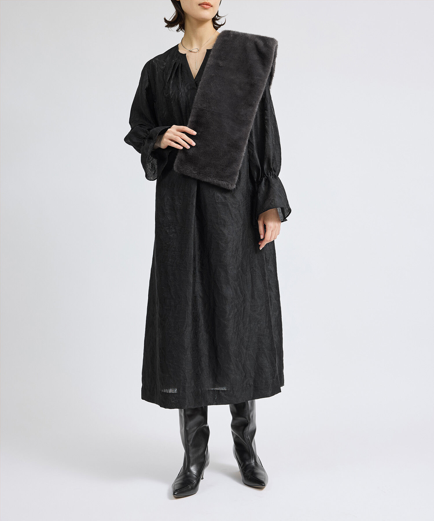 ROPE「シアージャガードスキッパーワンピース」|ワンピース|ブラック(01)