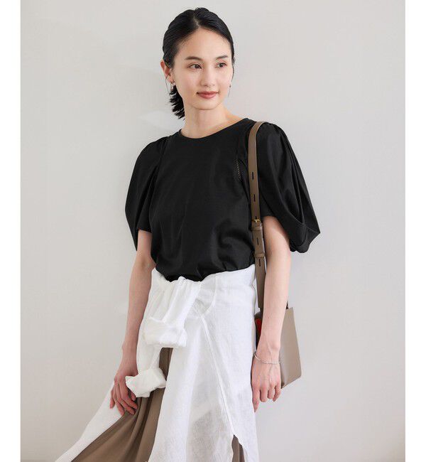 ROPE「【洗える】クリア天竺ボリュームスリーブプルオーバー【お仕事・通勤対応】」|Tシャツ・カットソー|