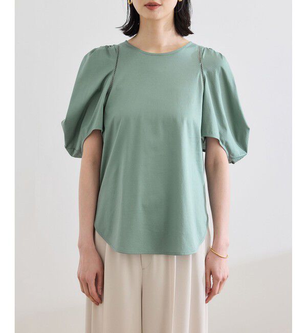 ROPE「【洗える】クリア天竺ボリュームスリーブプルオーバー【お仕事・通勤対応】」|Tシャツ・カットソー|