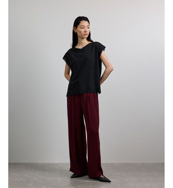 ROPE「【洗える】シャイニーフレンチスリーブプルオーバー」|シャツ・ブラウス|