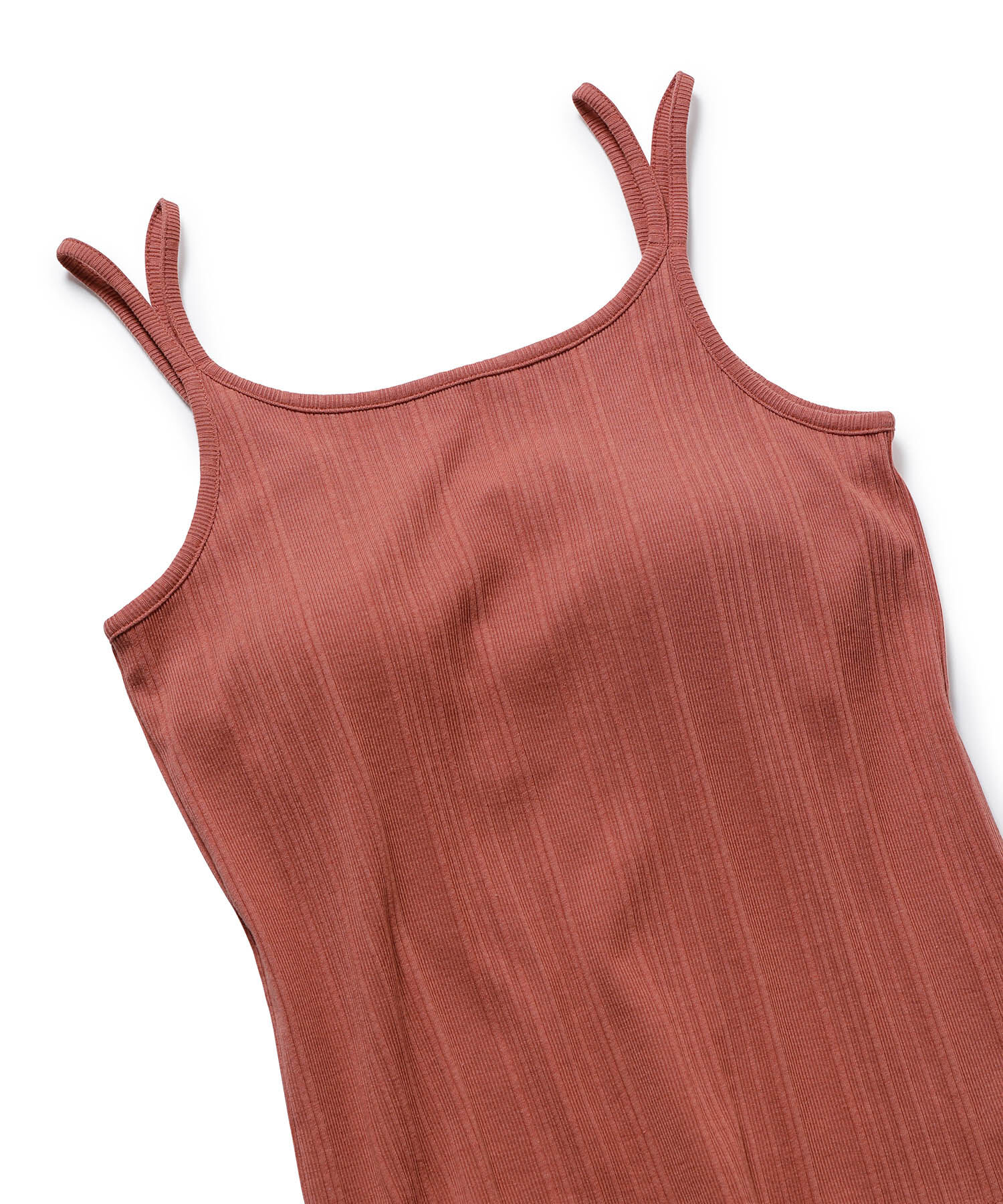 VIS「【シアバター加工】カップ付きダブル肩紐テレコキャミソール」|キャミソール|ブラウン系(23)