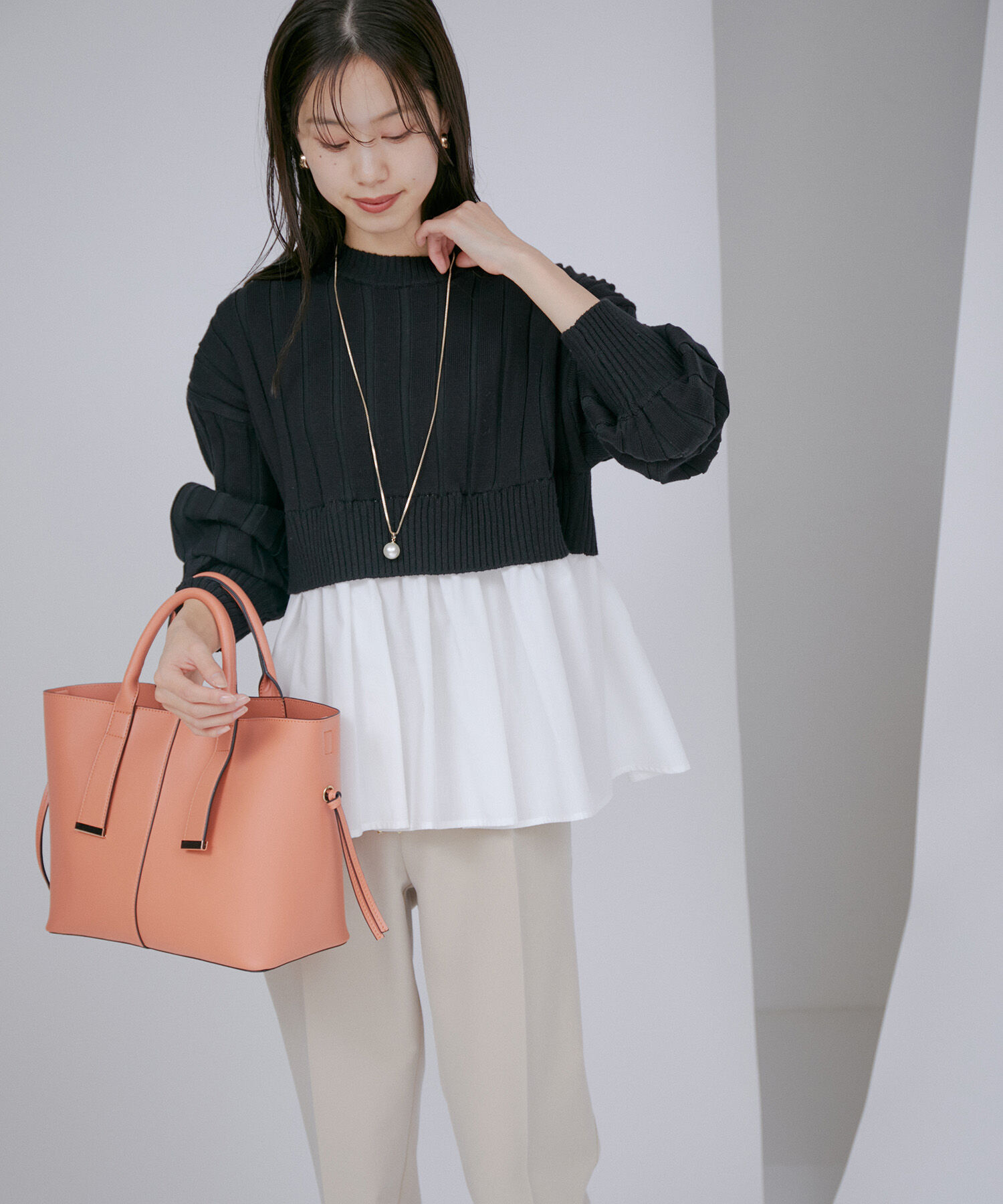 VIS「【A4対応】【3WAY】ゴールド金具付きノットトートバッグ」|トートバッグ|