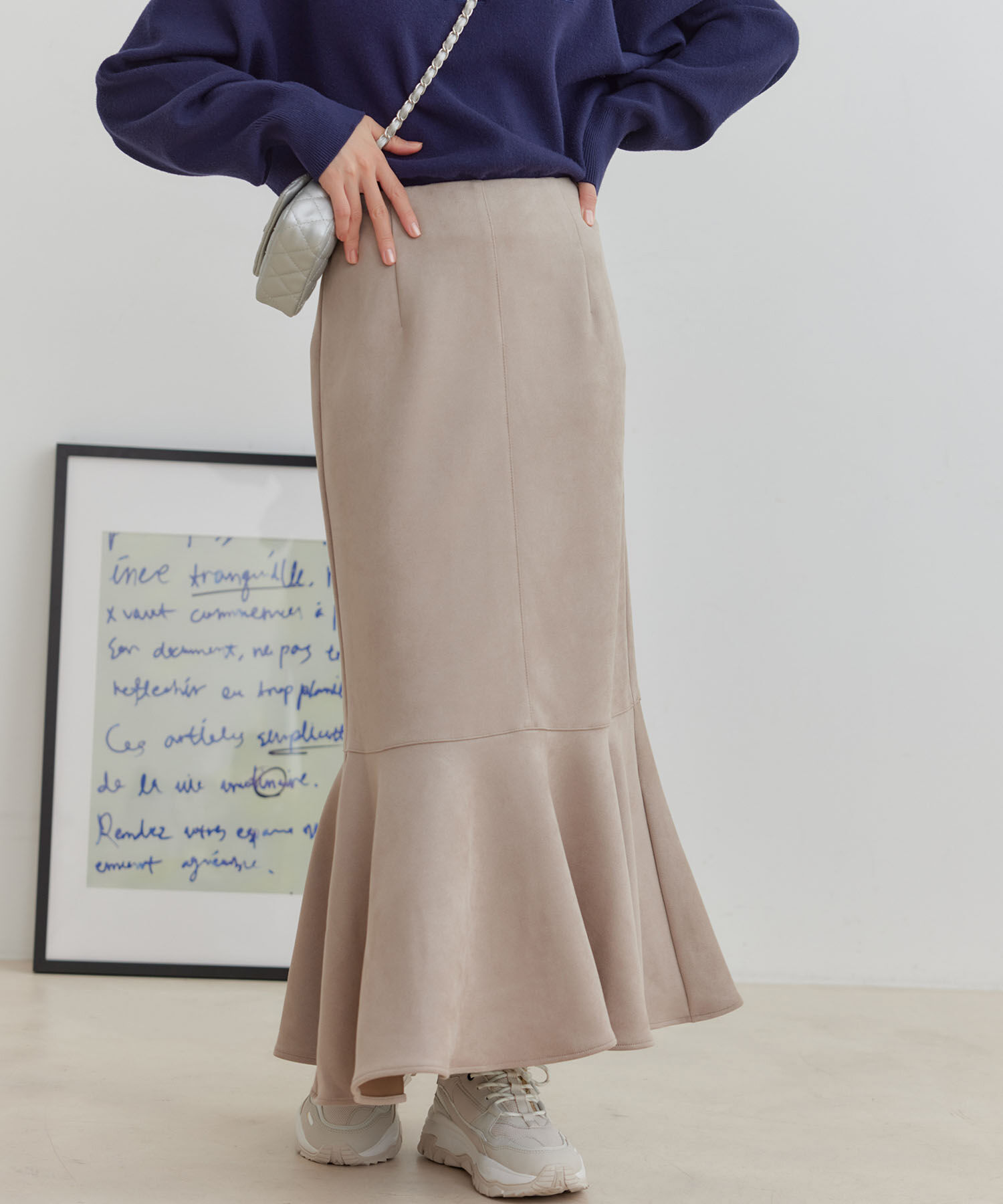VIS「【洗える】エコスエードマーメイドロングスカート」|スカート|ベージュ(27)