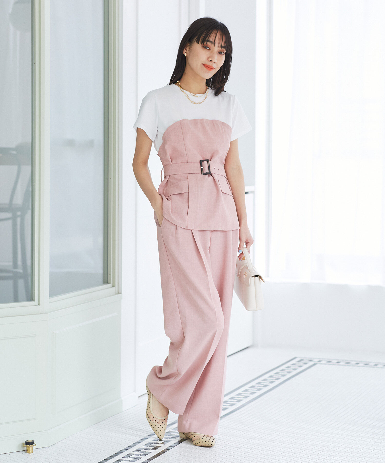 VIS「【接触冷感・洗える】美easyコルセットドッキングプルオーバー」|Tシャツ・カットソー|