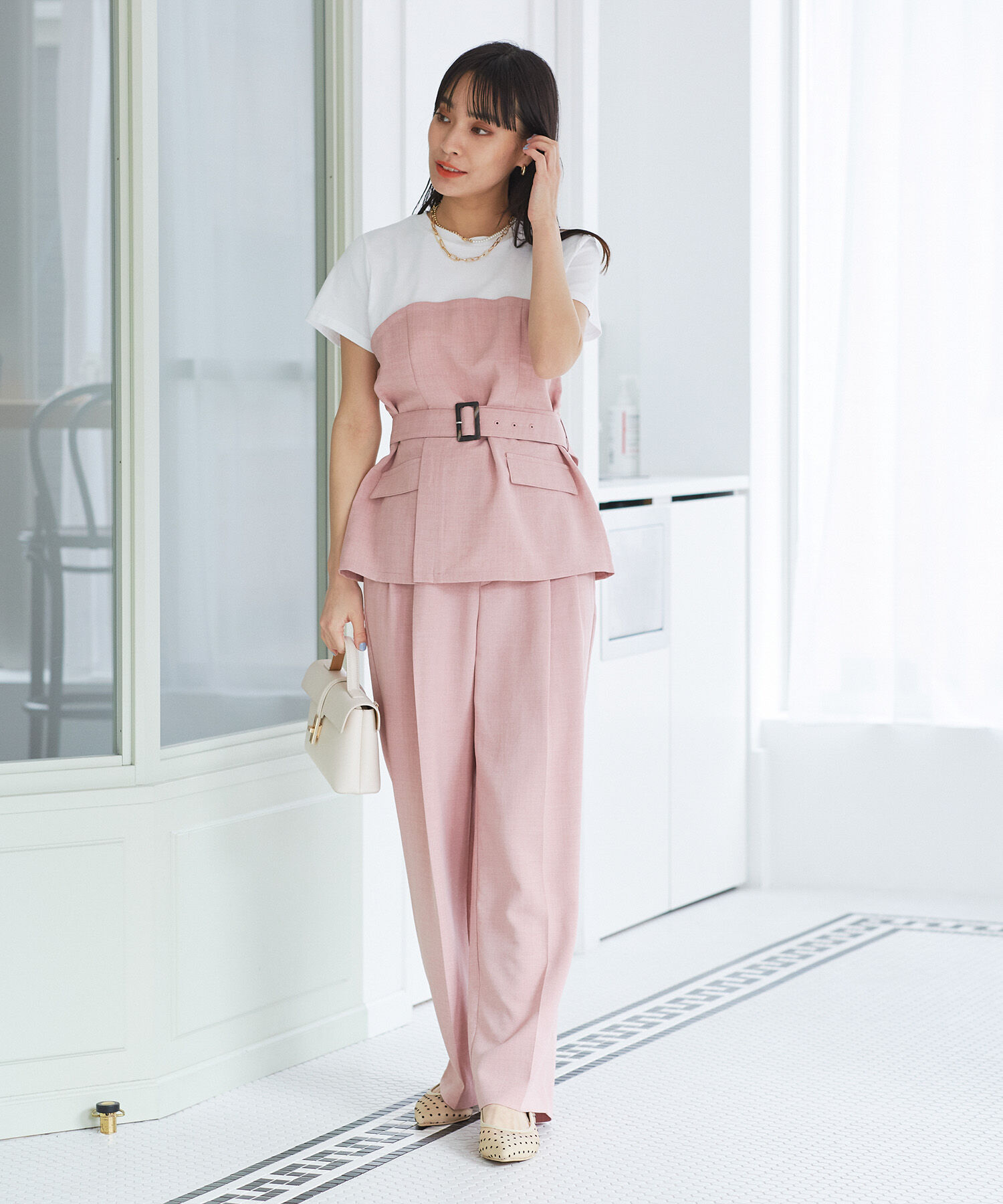 VIS「【接触冷感・洗える】美easyコルセットドッキングプルオーバー」|Tシャツ・カットソー|