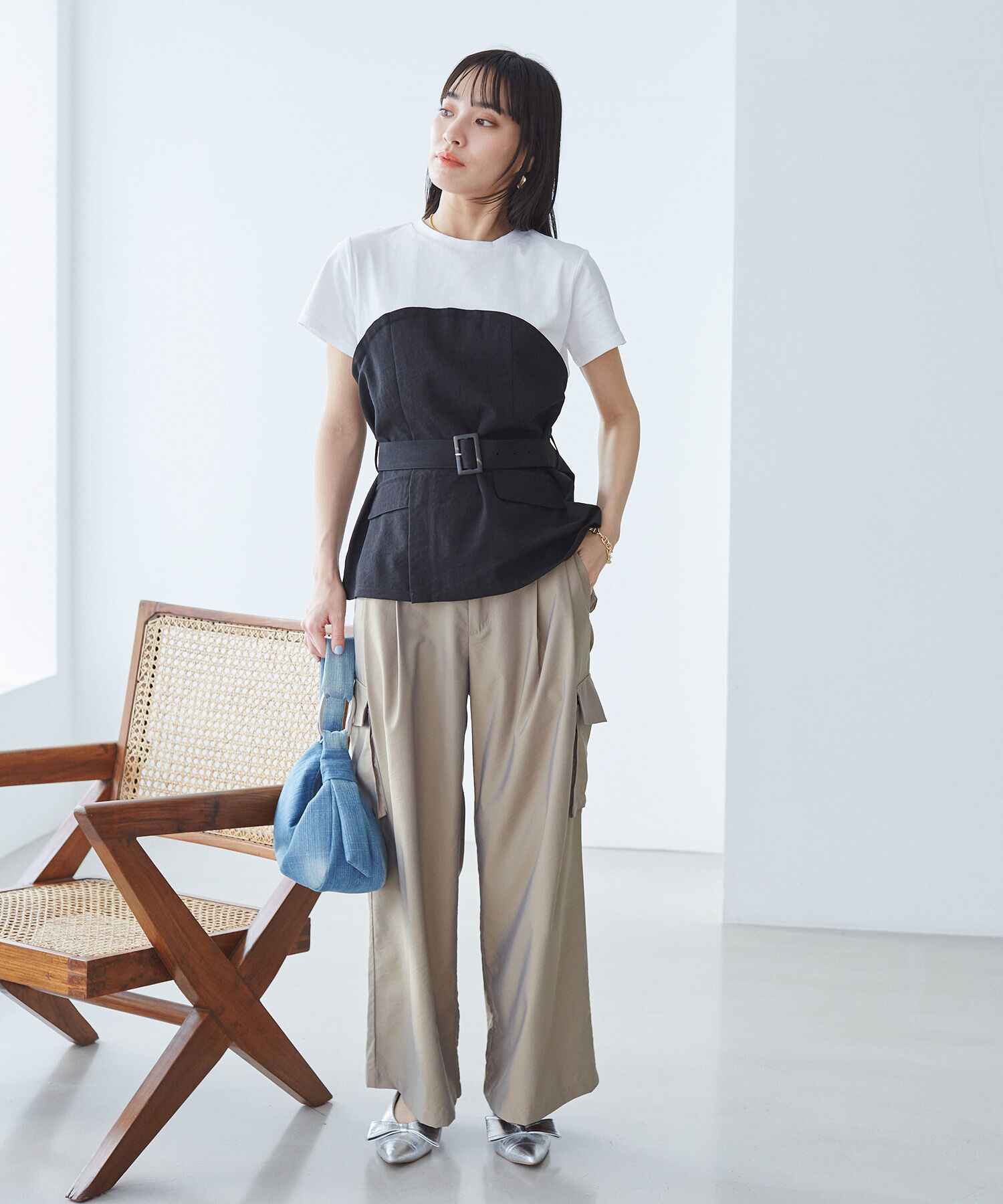 VIS「【接触冷感・洗える】美easyコルセットドッキングプルオーバー」|Tシャツ・カットソー|